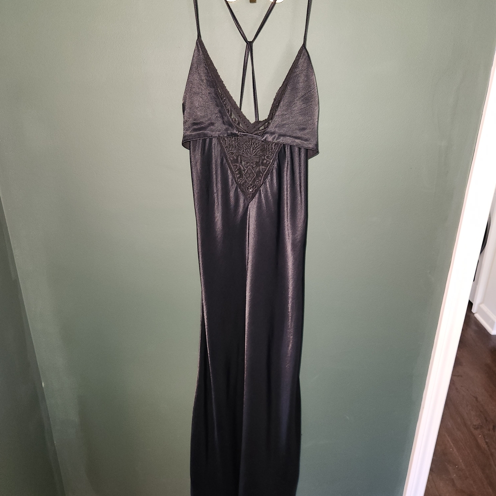 Zara Black Satin And Lace Lingerie Style Dress